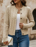 Gentle cable knit openwork cardigan