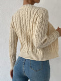 Gentle cable knit openwork cardigan