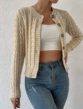 Gentle cable knit openwork cardigan