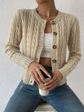 Gentle cable knit openwork cardigan