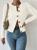 Gentle cable knit openwork cardigan