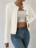 Gentle cable knit openwork cardigan