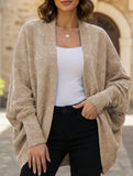 Solid color mid-length knitted cardigan