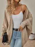Solid color mid-length knitted cardigan