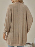 Solid color mid-length knitted cardigan