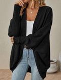 Solid color mid-length knitted cardigan