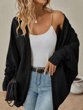 Solid color mid-length knitted cardigan