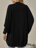 Solid color mid-length knitted cardigan