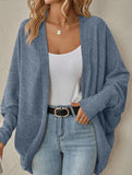 Solid color mid-length knitted cardigan