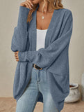Solid color mid-length knitted cardigan