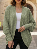 Solid color mid-length knitted cardigan