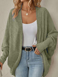 Solid color mid-length knitted cardigan