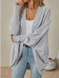 Solid color mid-length knitted cardigan