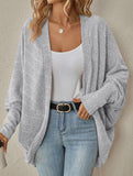 Solid color mid-length knitted cardigan