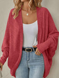Solid color mid-length knitted cardigan