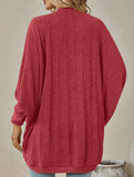 Solid color mid-length knitted cardigan