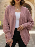Solid color mid-length knitted cardigan