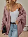 Solid color mid-length knitted cardigan