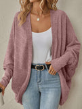 Solid color mid-length knitted cardigan