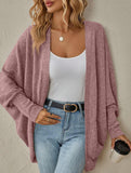 Solid color mid-length knitted cardigan
