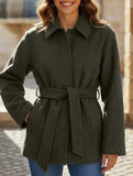 Solid Lapel Button Wool Blend Belt Coat_CWOCAL01727