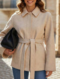 Solid Lapel Button Wool Blend Belt Coat_CWOCAL01727