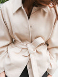 Solid Lapel Button Wool Blend Belt Coat_CWOCAL01727