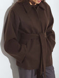 Solid Lapel Button Wool Blend Belt Coat_CWOCAL01727