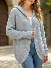 Hooded Long Knit Cardigan Button Sweater_CWOCAL01792