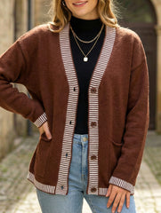 Striped Knit Cardigan with Pockets_CWOCAL01794