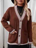 Striped Knit Cardigan with Pockets_CWOCAL01794