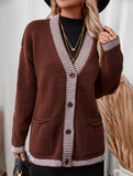 Striped Knit Cardigan with Pockets_CWOCAL01794
