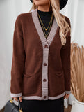 Striped Knit Cardigan with Pockets_CWOCAL01794
