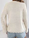 Solid Hollow Tie Flare Sleeve Knit Cardigan_CWOCAL01795