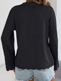 Solid Hollow Tie Flare Sleeve Knit Cardigan_CWOCAL01795