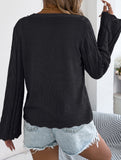 Solid Hollow Tie Flare Sleeve Knit Cardigan_CWOCAL01796