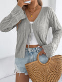 Solid Hollow Tie Flare Sleeve Knit Cardigan_CWOCAL01796