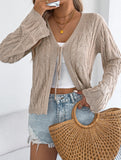 Solid Hollow Tie Flare Sleeve Knit Cardigan_CWOCAL01796