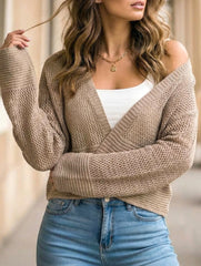 Hollow Knit Long Sleeve Cardigan Top_CWOCAL01801