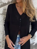 V Neck Long Sleeve Cardigan Coat_CWOCAL01813