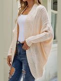 WOMEN CHUNKY KNITTED SOLID FALL WINTER CARDIGAN
