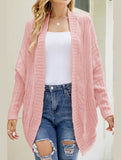 WOMEN CHUNKY KNITTED SOLID FALL WINTER CARDIGAN