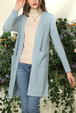 WAFFLE KNIT CARDIGAN WITH POCKETS - Doublju