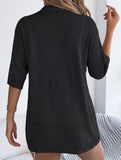Solid Hollow Mid Sleeve Knit Cardigan