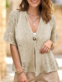 Hollow Knit Button Cardigan_CWOCAS00022