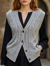 Knit vest with crisscross pattern