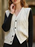 Knit vest with crisscross pattern