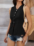 Resort Style Sleeveless Button Cotton Vest??Lightweight & Breathable