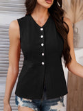 Resort Style Sleeveless Solid Color Cotton Vest??Lightweight & Breathable