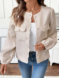Loose-fitting long-sleeved tweed coat